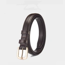 Elegant Black Leather Belt with Needle Buckle - Classic Retro Style - 110cm (Coffee)