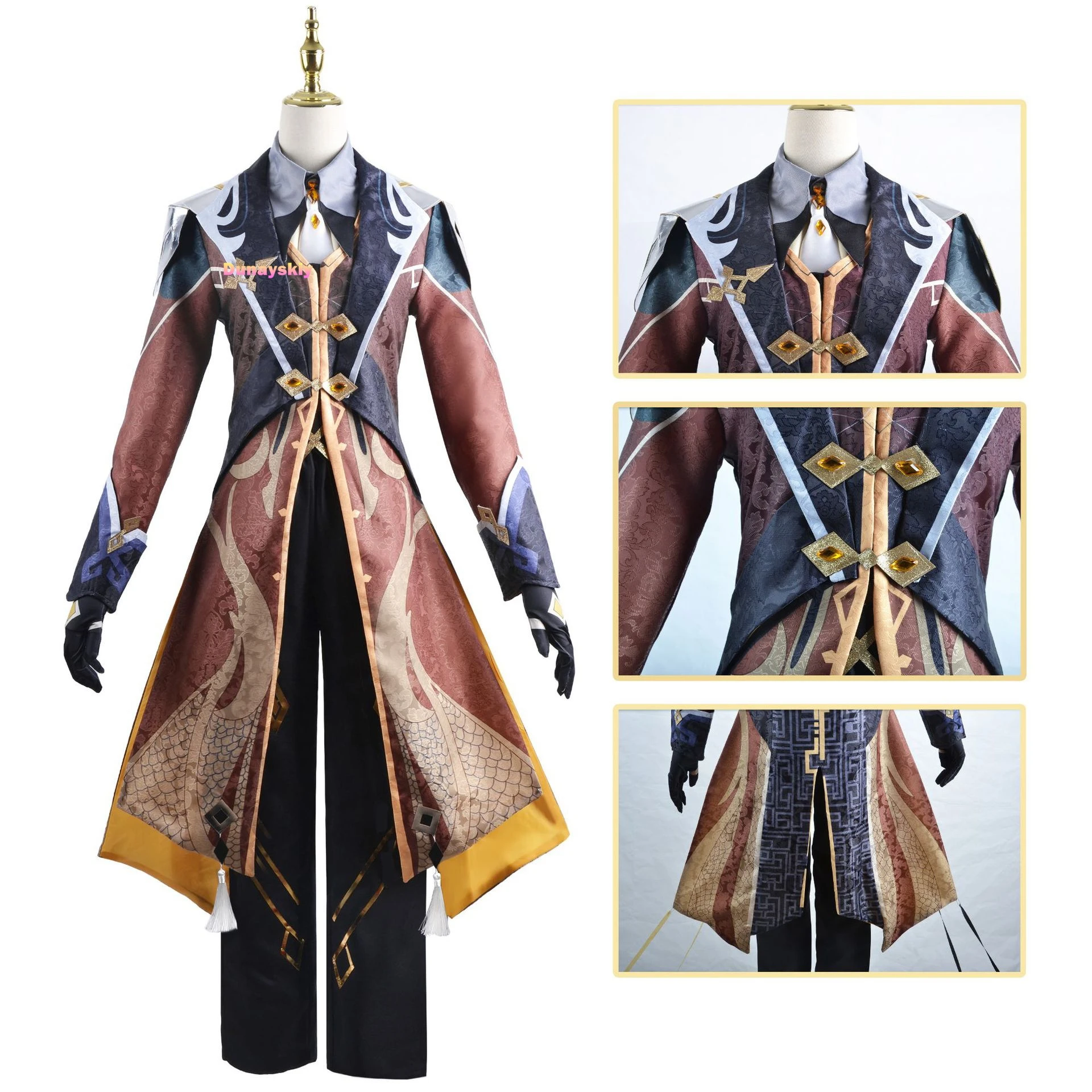 

Textured Fabric Zhongli Cosplay Costume Game Big Size Zhong Li Full Set Morax Zhong Li Outfits Comic Con Game Cosplay