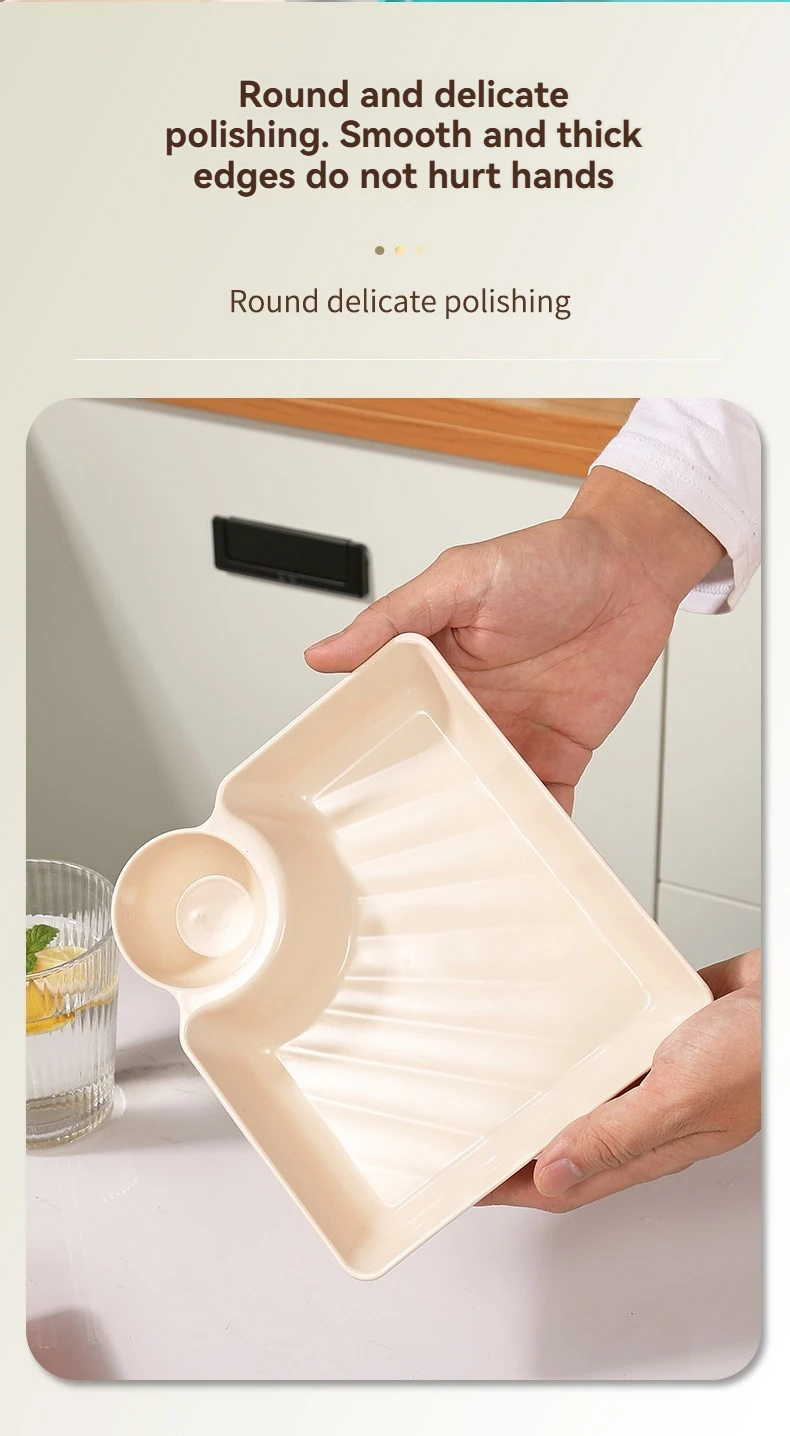 Durable sectional serving dish for dumplings and sushi.