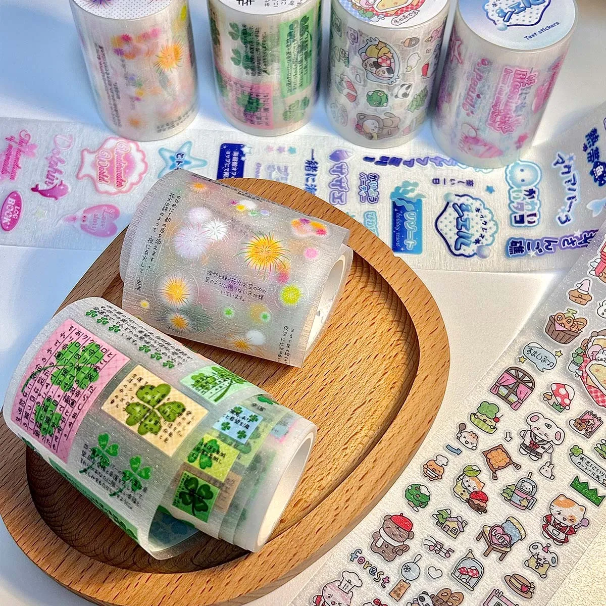 Lucky Clover Text Elements Scrapbooking Decorative Stickers PET Sticker Tapes Sand Glitter Washi Tape stickers scrapbooking supplies adhesive tape