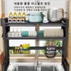 Kitchen Sink Storage Rack Over The Sink Dish Organizer Stainless Steel Sinks Dust-proof Belt Cabinet Door Bowl Tray Drain Racks 5