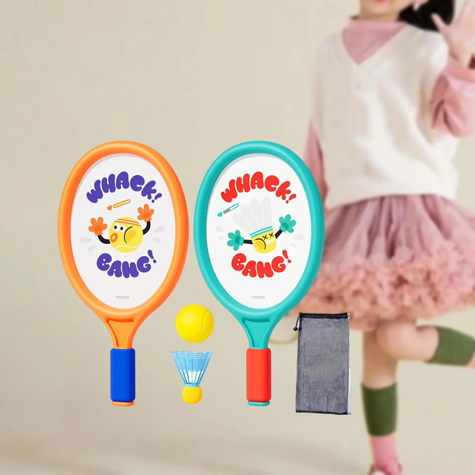 Tennis Racket Set for Children Badminton Game Interactive Toy for Girls Boys Starter Players Outdoor Indoor Sports Toddlers Kids