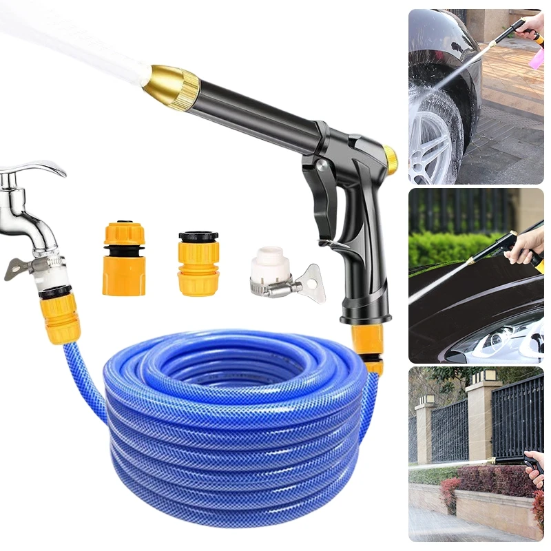 High Pressure Washer Gun with 5-25M Garden Hose Garden Watering Pipe Hose Nozzle Sprinkler Car Engine Oil Revolutions gun 2