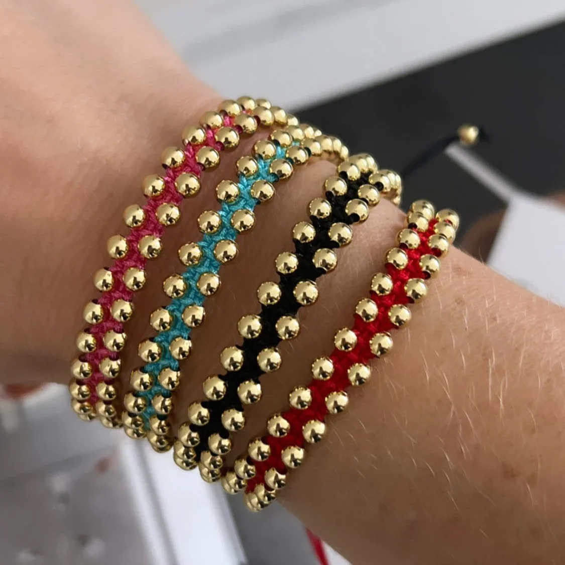 KKBEAD Boho handgefertigte geflochtene Armbänder für Frauen, Paar-Schmuck, Geschenk, 18 Karat vergoldete Perlen, Armband, Pulseras-Accessoires