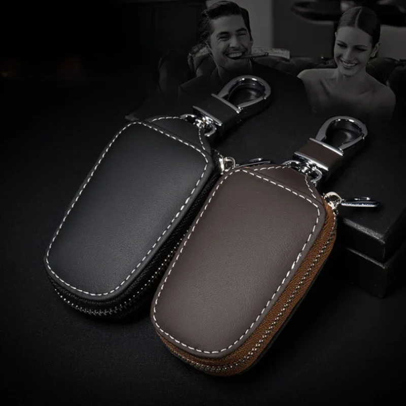

Custom Engrave Car Logo Leather Zipper Key Chain Ring Bag Retro Vintage Personal Keychain Packet for Men and Women Keyring Gift