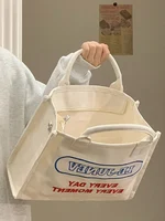 Large Capaci Canvas Tote Bag Embroidered Letter College Sle Women's Crossbody oulder Bag Faionable for Class