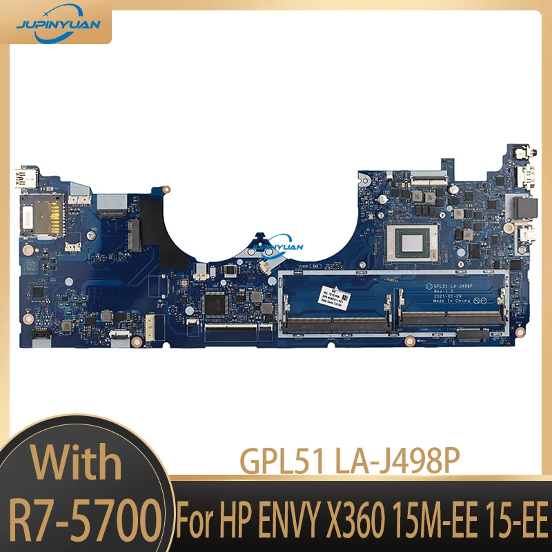 

GPL51 LA-J498P For HP ENVY X360 15M-EE 15-EE Laptop Motherboard CPU: R7-5700 AMD M36931-601 M36931-001 100% Testse Fully OK