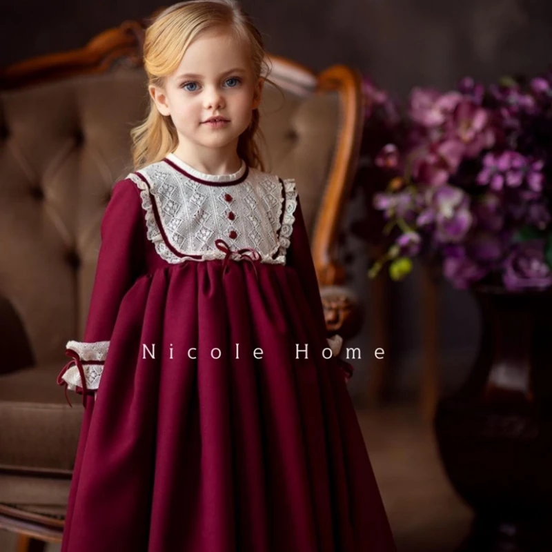 Ins Winter French Girls' Oil Painting Style Girls' Long Dress Baby Princess Dress
