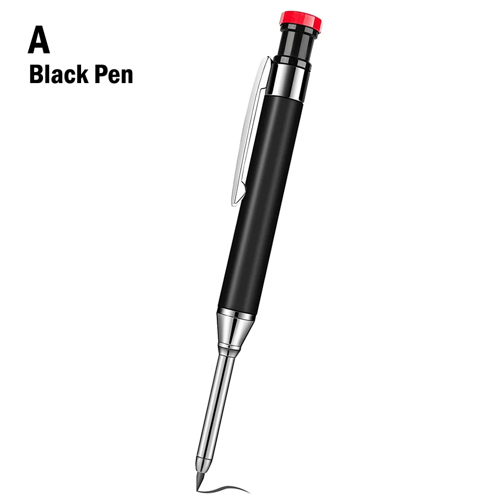 

Hand Tool Metal Carpenter Pencil With Refill Built-In Sharpener For Deep Hole Marker Draw On Metal Plastic Glass Wood Paper