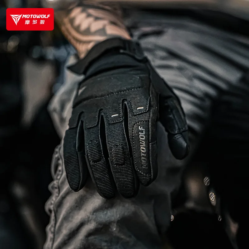 

Motorcycle Riding Gloves Retro Comfortable Motorcycle Gloves Outdoor Riding Anti Fall Gloves Seasonal Breathable Gloves Male
