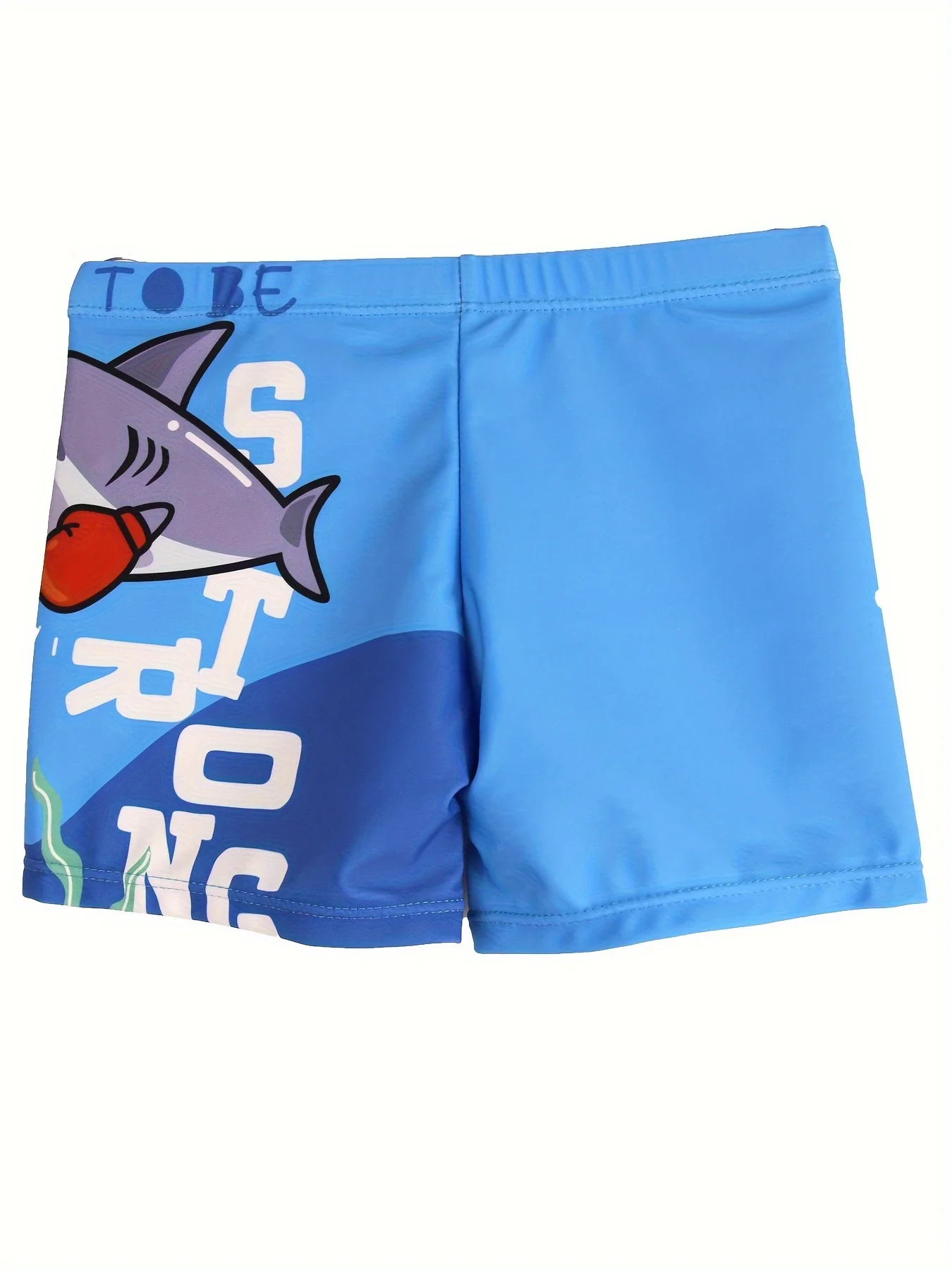 Boys Cartoon Boxing Crab And Shark Pattern Quick Dry Swim Trunks Elastic Waist Beach Shorts Swimwear For Summer Vacation