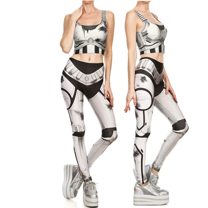 

Adult Star Cosplay Costume Stormtroope Crop Imperial Fashion Sexy T shirt Tops Pants Sets Leggings Women Tight Bodysuit