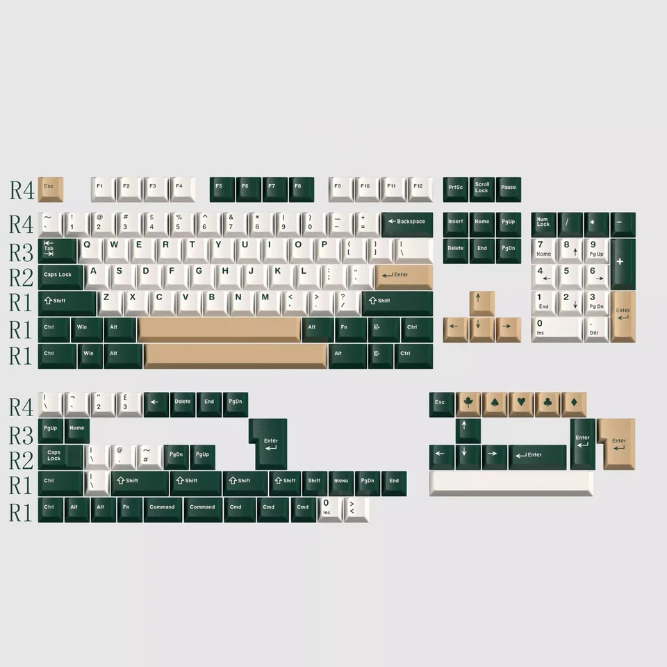 163 Keys/set Daye GMK British Racing Green Keycaps ABS