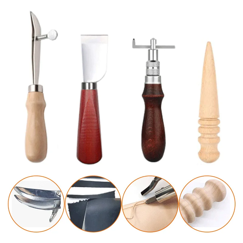 Leather Craft Tool Kit Leather Hand Sewing Repair Kit Stitching Punch Carving Work Groover Set DIY Tool Set Professional