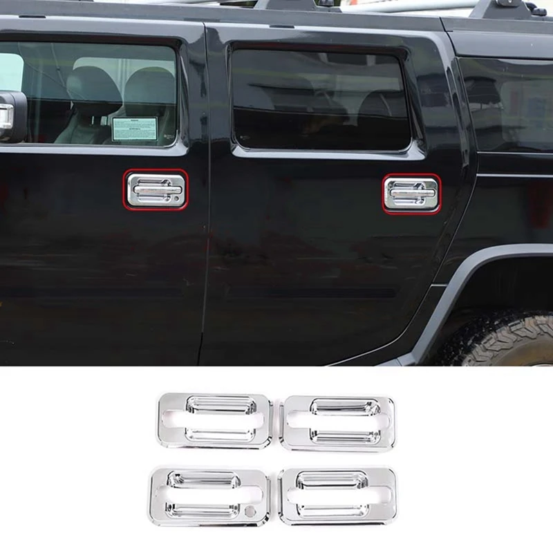 

Outer Door Handle Bowl Cover Trim Sticker Accessories For Hummer H2 2003-2009 Car Accessories ABS Silver 4 Pack