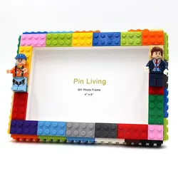 Colorful DIY Building Blocks Photo Frame for Home Decoration - Creative Family Activity & Educational Gift (Two people)