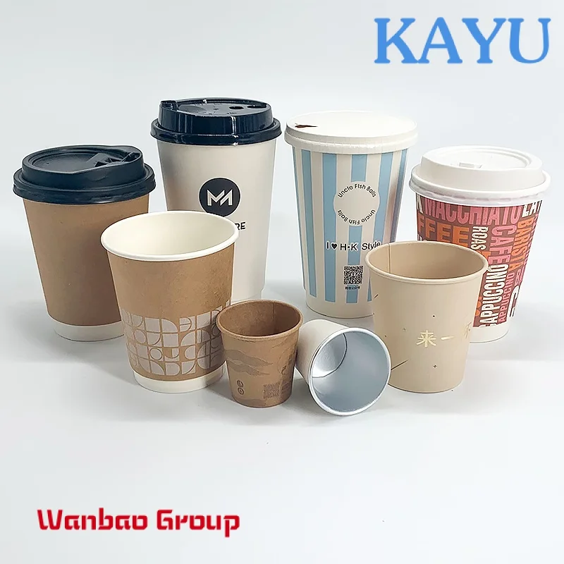

Custom Logo printed disposable takeaway double wall paper cup for hot coffee drinks with lids
