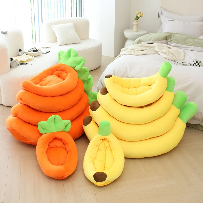 Removable and washable cartoon Banana & Carrot Dog And Cat house - PeticaDeals