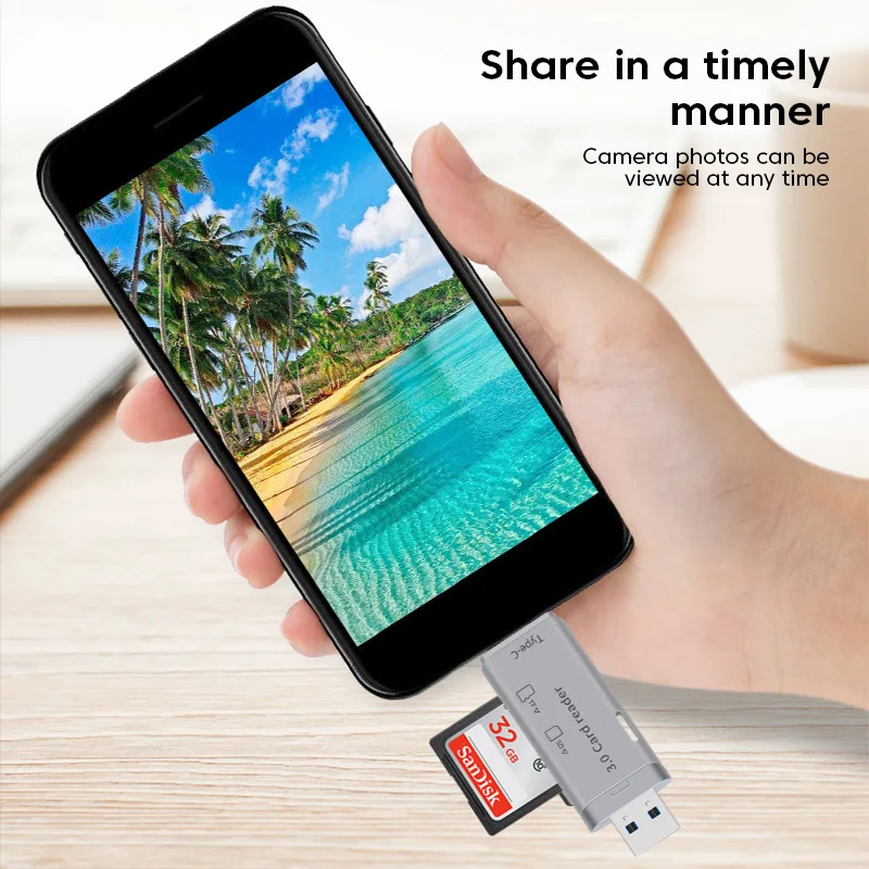 Olaf-4 인 1 OTG 카드 리더기, 스마트 메모리 카드 리더, usb 3.0 c타입 to SD TF 카드 리더기, PC 노트북 액세서리, SD 카드 어댑터