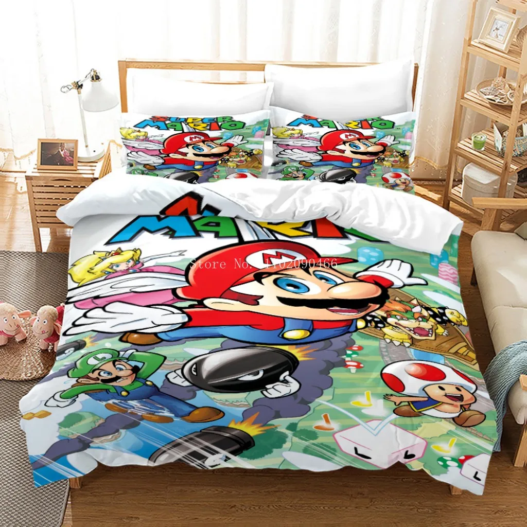 マリオブラザーズ 布団 スーパーマリオブロズベッドリネンセット,装飾掛け布団,ベッド