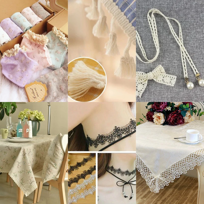 5/10 Yards Mehrfarbige Baumwoll-Spitzenbänder DIY Kleidung Heimtextilien Kantenverzierung Handgefertigtes Baumwollstoffmaterial – Detail 24