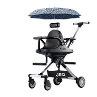 Lightweight Twin Stroller Portable Outdoor Push Twin Cart High View Four Wheel Twin Stroller with Parasol Foldable Baby Carriage