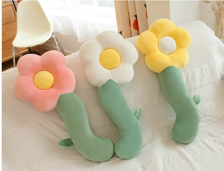  베개 크리 에이 티브 꽃 베개 플러시 편안한 어린이 침대 다리 클램프 베개 생..