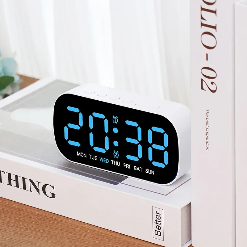 Compact LED Digital Alarm Clock with Temperature Display & Adjustable Brightness