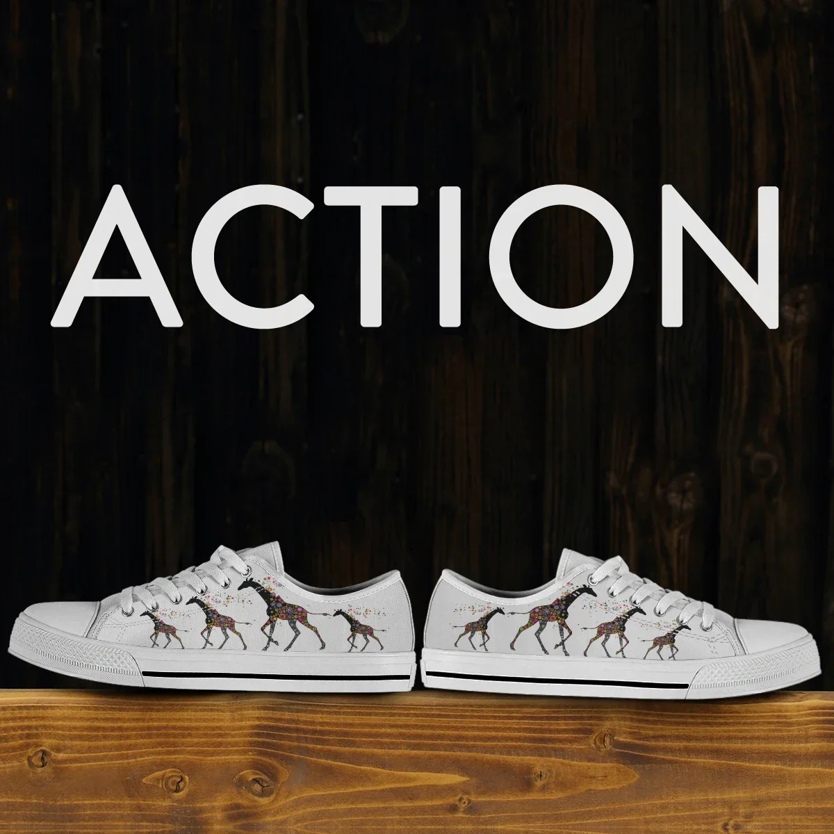 Giraffe Floral Painting Women Canvas Shoes Fashion Summer Casual Sneakers Student Sport Shoes Low Top Woman Vulcanize Shoes