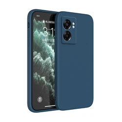 Luxury Shockproof Square Liquid Silicone Soft Case - Original Premium Cover for Narzo 50 5G (Blue)