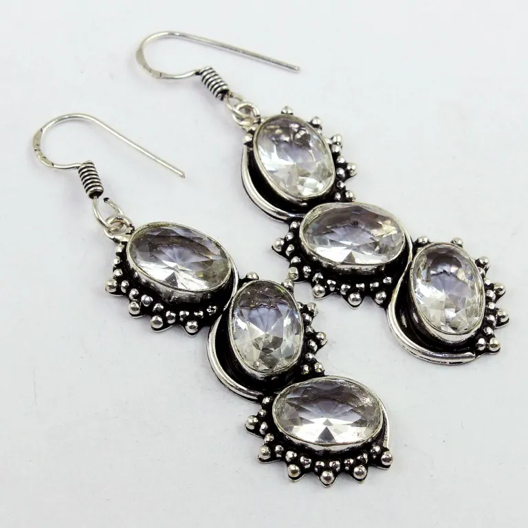 Orecchini Topa Bianchi Argento Sovrapposti Su Rame, 61Mm, E0094