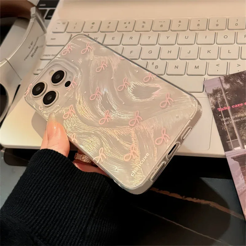 Korean Mini Bow Knot Laser Silver Phone Case