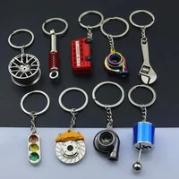 Metal Mini Car Auto Creative Wheel Keychain Parts Auto Enthusiast  Accessories KeyKeyring Ring Chain for Men Woman Lover Gift