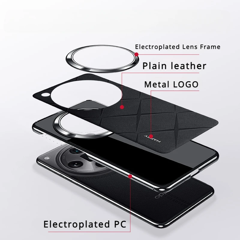Luxury Leather Phone Cover with Plated Camera Lens Protection - Elegant Hard Back Case