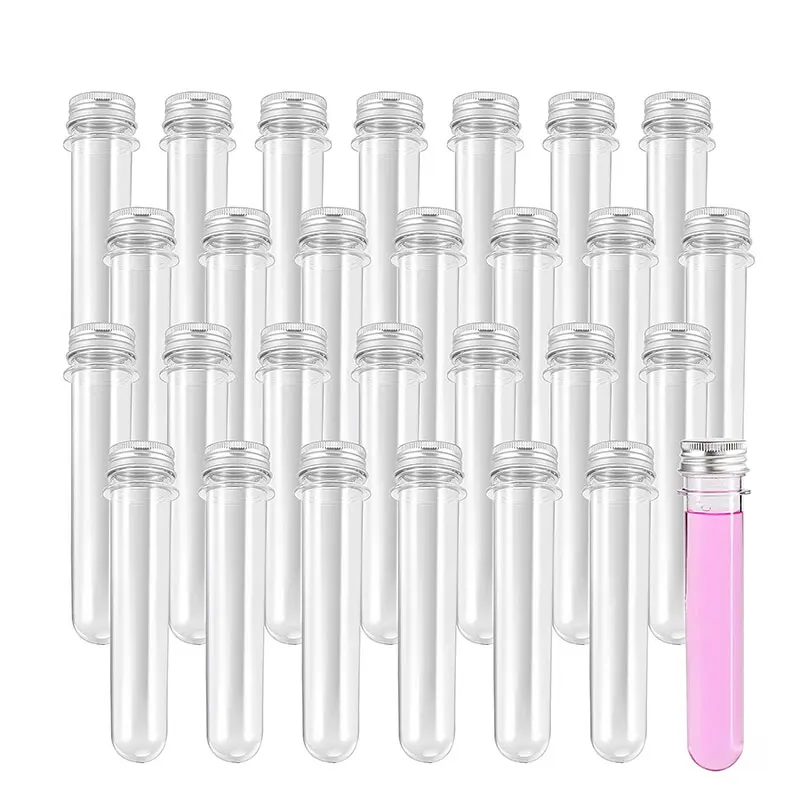 thumbnail image 2 of 50Pcs 12x60mm Plastic Clear Test Tube For Scientific Experiments Party Candy Sto 2 of 10