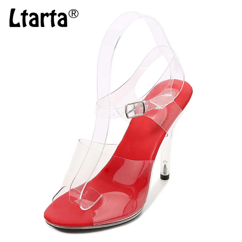Women High Heels Platform High Heels Sandals Platform Sandals LTARTA Women's Sandals Fashion Transparent Crystal Heel Women's Shoes Large Size 35-43 Fish Mouth Party Wedding Shoes LFD