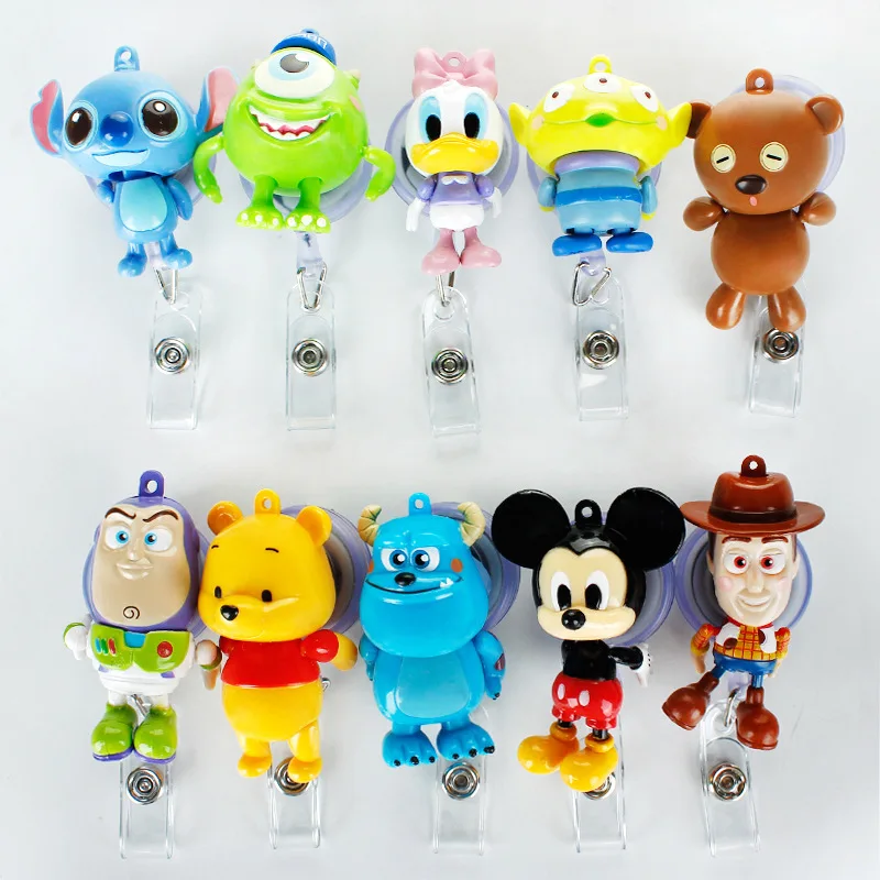 Disney 3D Toy Story Stitch ID Card Holder Scalable Toggle Clip Employee Card Doctor Nurse Chest Student Bus Badge Holder