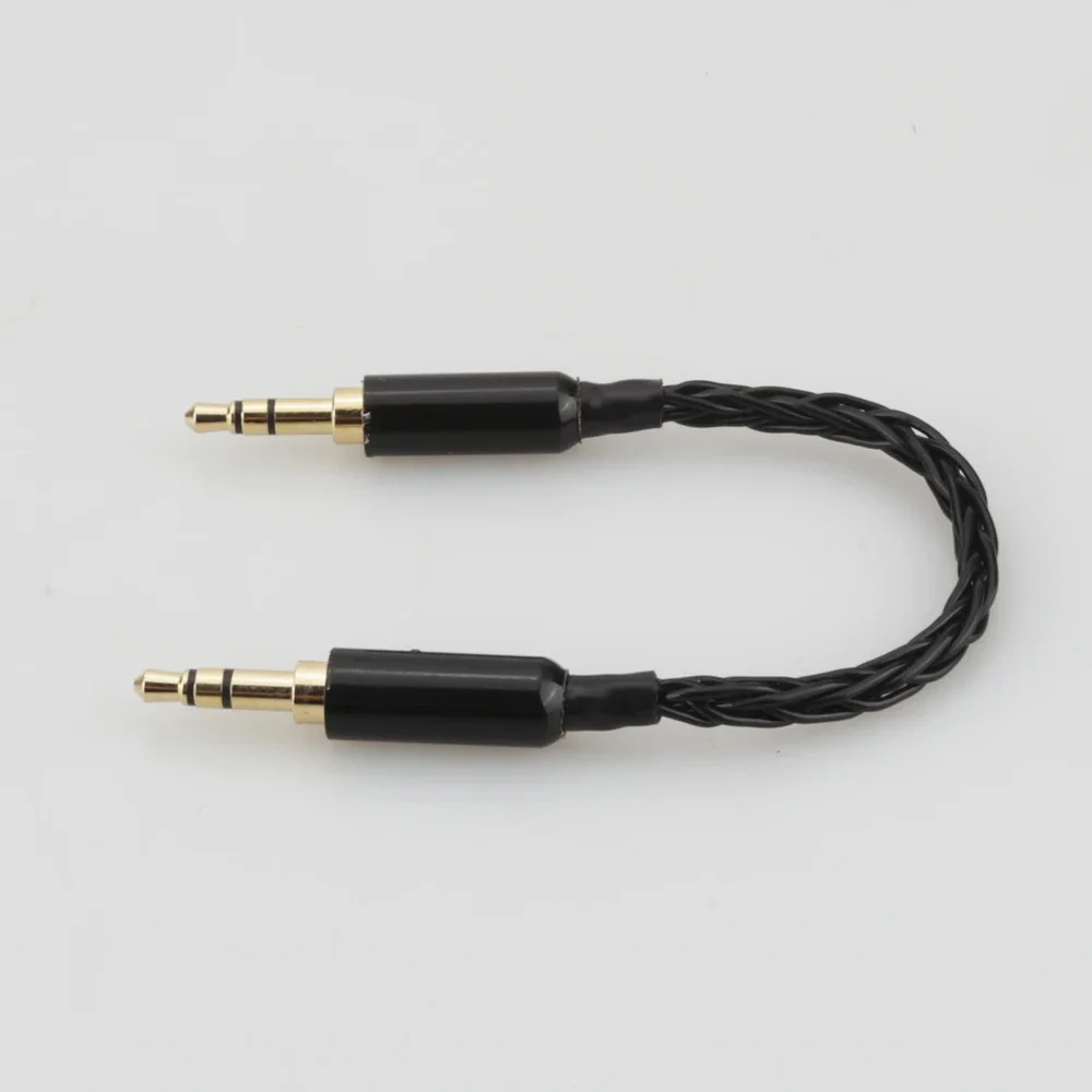 10cm Black Silver Plated 3.5mm Male to Male Stereo Audio Cable