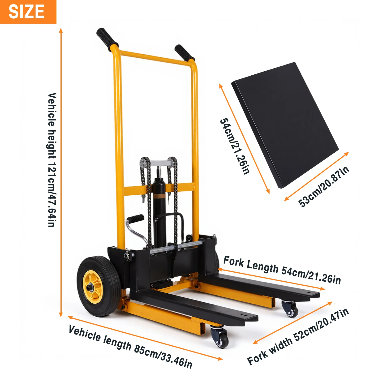 Portable Steel Pallet Jack Table Cart Hand Push Trolley