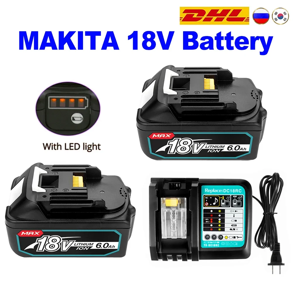 

100% Original Makita 18V 6000mAh Rechargeable Power Tool Battery with LED Li-Ion Replacement LXT BL1860B BL1860 BL1850