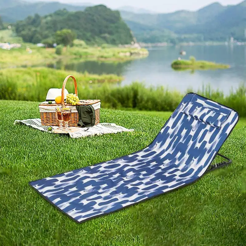 Folding Sun Tanning Chairs Outdoor Chaise Lounge Portable Chaise Lounge Sun Tanning Chair Sleeping Cots With 5-Position 3