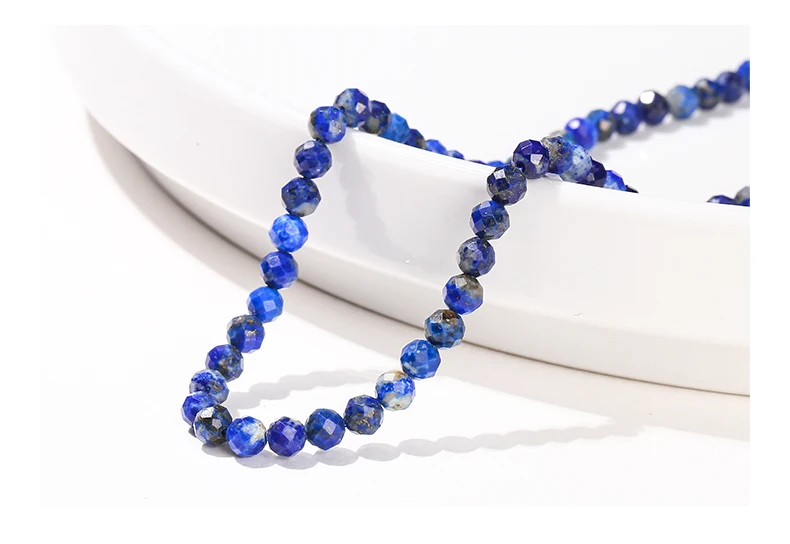 2 3 4 mm facettierte natürliche Lapislazuli-Perlen, rund, lose Abstandshalter, kleine Perlen für Schmuckherstellung, DIY-Halskette, Armband, Zubehör, 38,1 cm – Detail 4