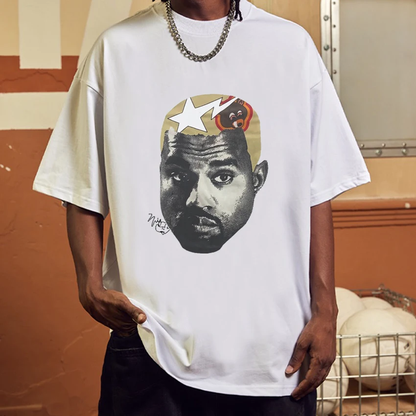 

Rapper Kanye West 90s vintage Graphic Style T Shirt Men Women Hip Hop Pure Cotton short sleeve T-shirts Unisex Casual Loose Tops
