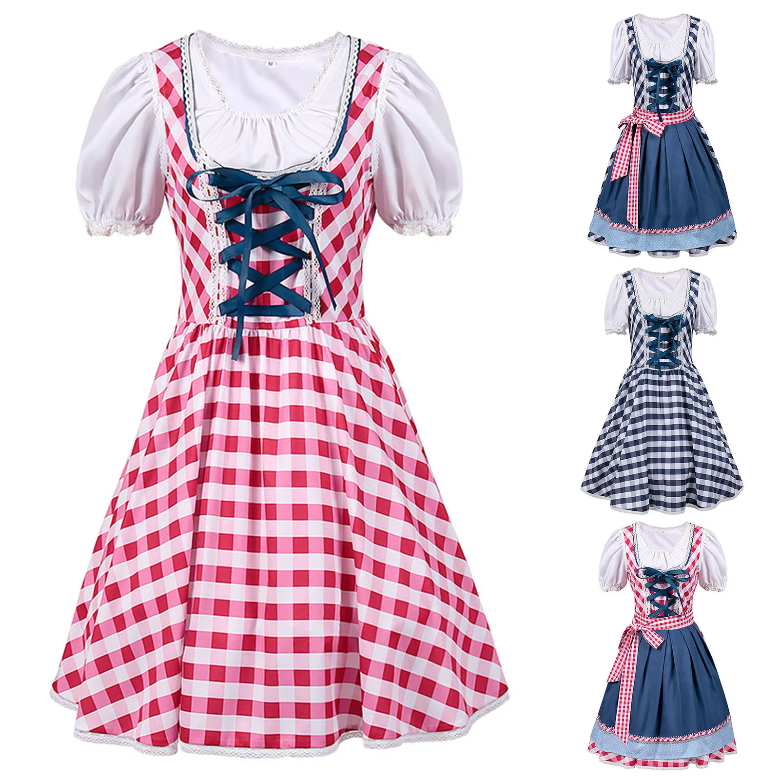 

Women's Halloween Oktoberfest Dress Elegant Causal Body Sculpting Stage Performance Costume Dresses Short Sleeve A Line Sundress