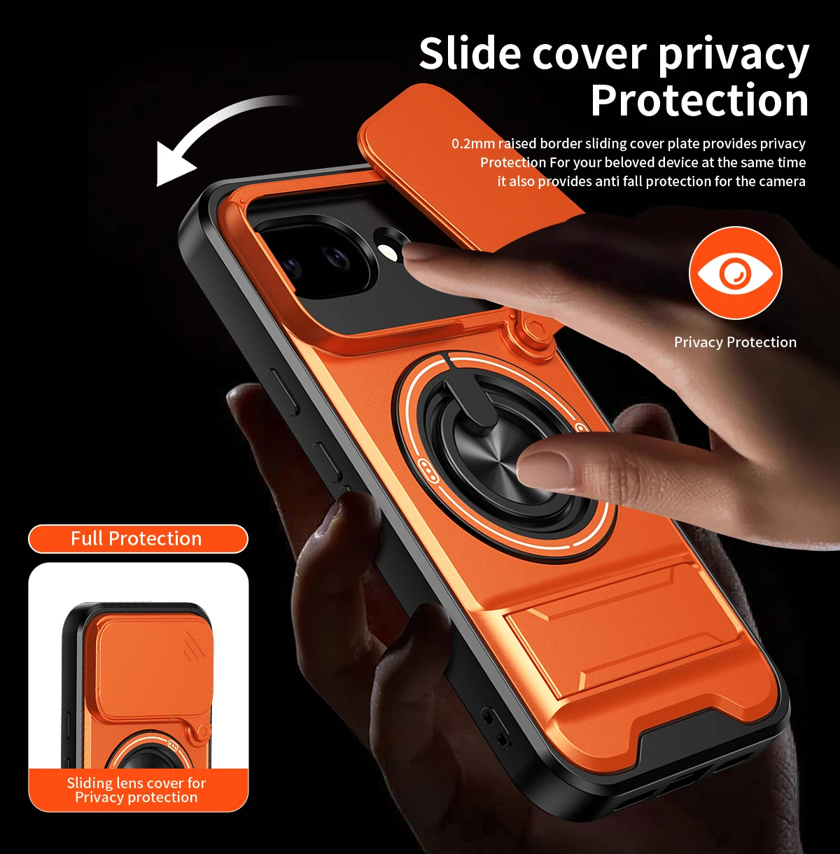 Magnetic Shockproof Phone Case with Slide Camera Protection and Kickstand