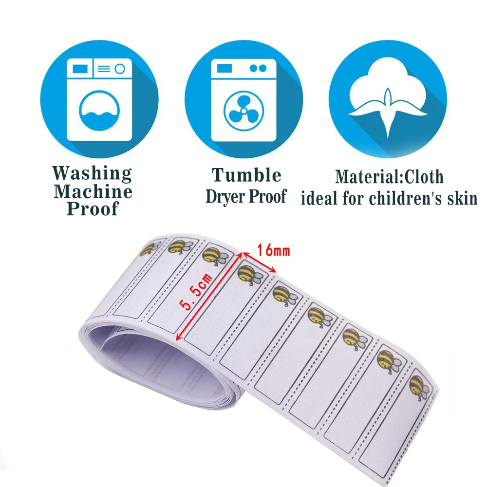 Clothing Labels Name Tags Fabric Tags Garment Labels 100pcs/pack Iron-on Bee Pattern Washable Marker Set for Clothes Accessories