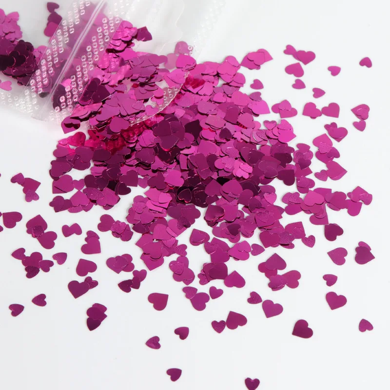 Shiny Red Black Love Heart Nail Art Sequins Mixed Size Paillette