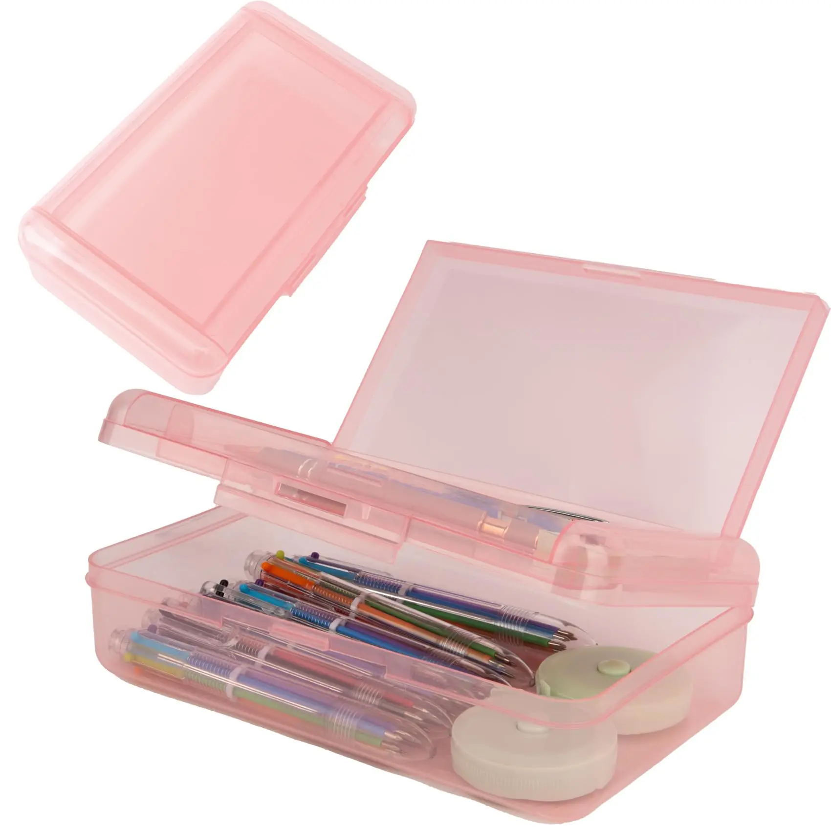 Compact Double-Layer Pencil Box with Snap-Tight Lid - Lightweight & Smooth Edge