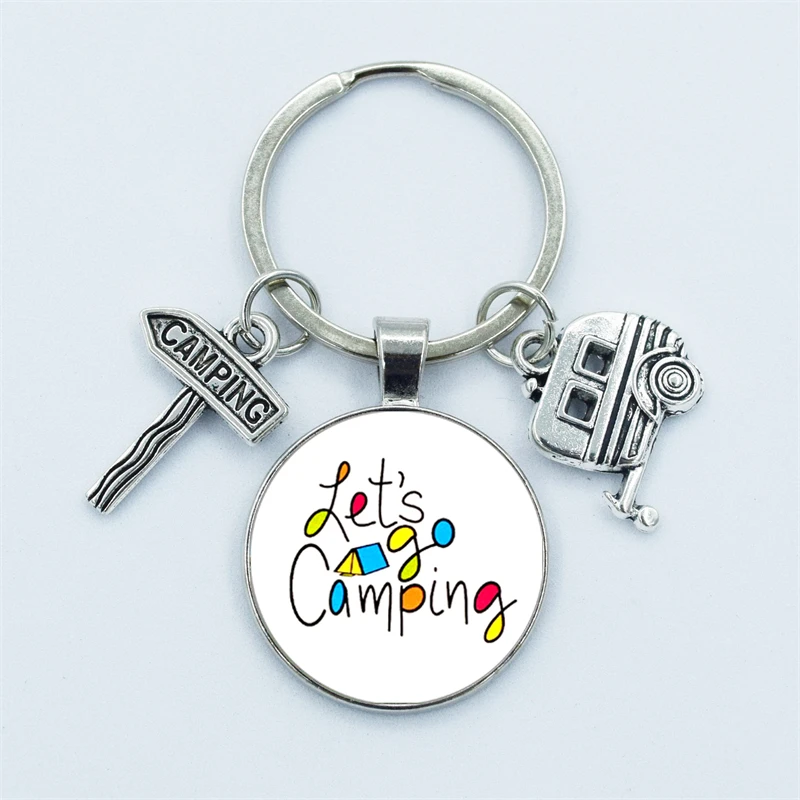 Cute Camper Wagon Keychain, I Love Camping Keychain, Trailer Signpost Keychain, Vacation Travel Memorial Jewelry Gifts - Image 4