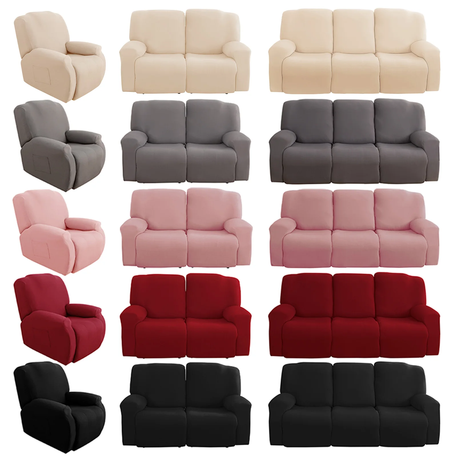 1/2/3 Seater Recliner Sofa Slipcovers Elastic Couch Protector Stretch Recliner Armchair Covers Furniture Chaise Lounge Covers 3